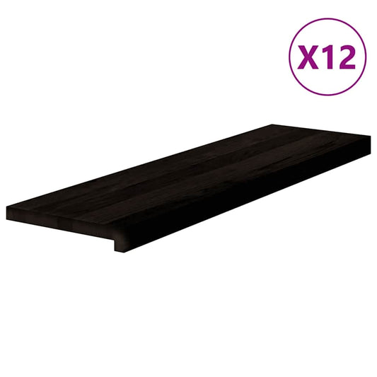 vidaXL Πέλματα Σκάλας 12 τεμάχια Σκούρο καφέ 90x25x2cm Ξύλο μασίφ δρυς
