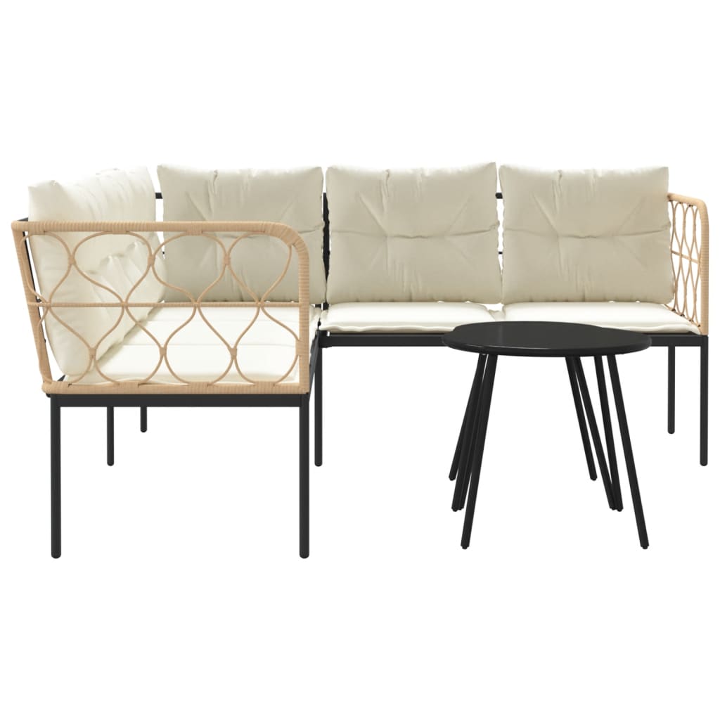 vidaXL Καναπές Κήπου Μαύρος Σετ από Ατσάλι/Textilene με Μαξιλάρια