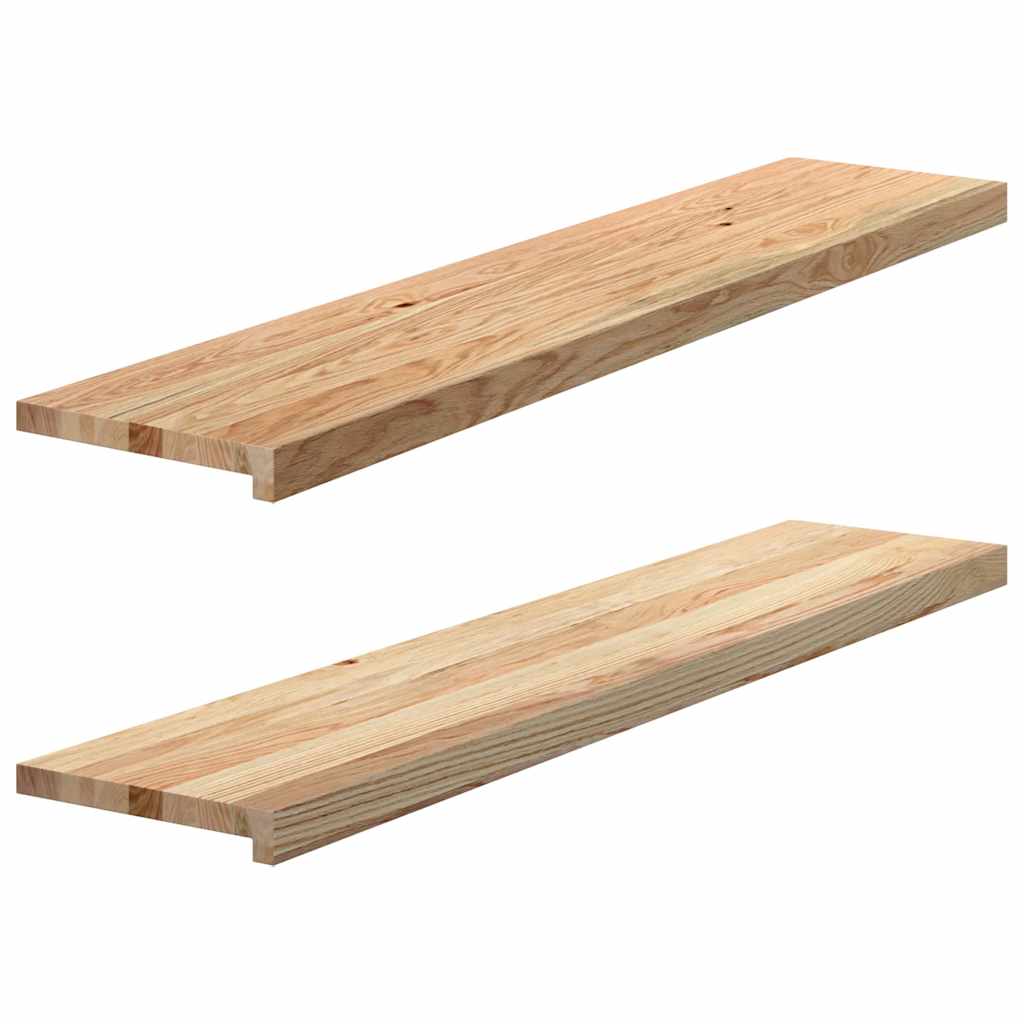 vidaXL Πατάκια Σκάλας 2 τεμ. 120x25x2 εκ. Ακατέργαστο Μασίφ Ξύλο Δρυός