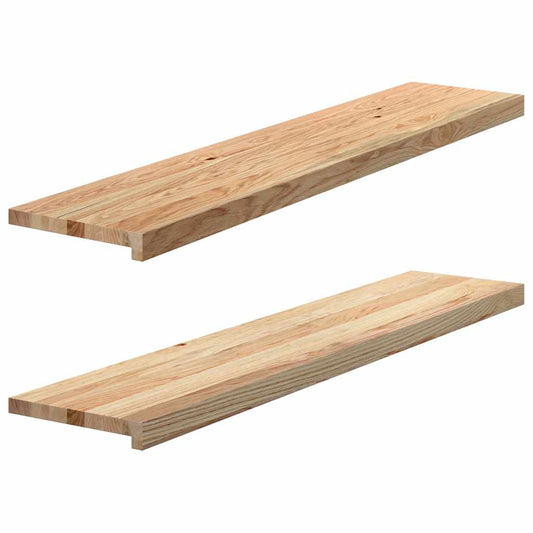 vidaXL Πατάκια Σκάλας 2 τεμ. 120x25x2 εκ. Ακατέργαστο Μασίφ Ξύλο Δρυός