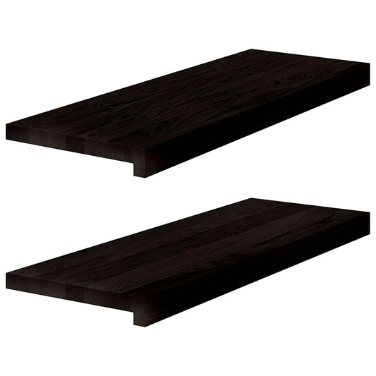 vidaXL Πέλματα Σκάλας 2 τεμάχια Καφέ-Μαύρο 70x30x2 cm μασίφ ξύλο δρυς
