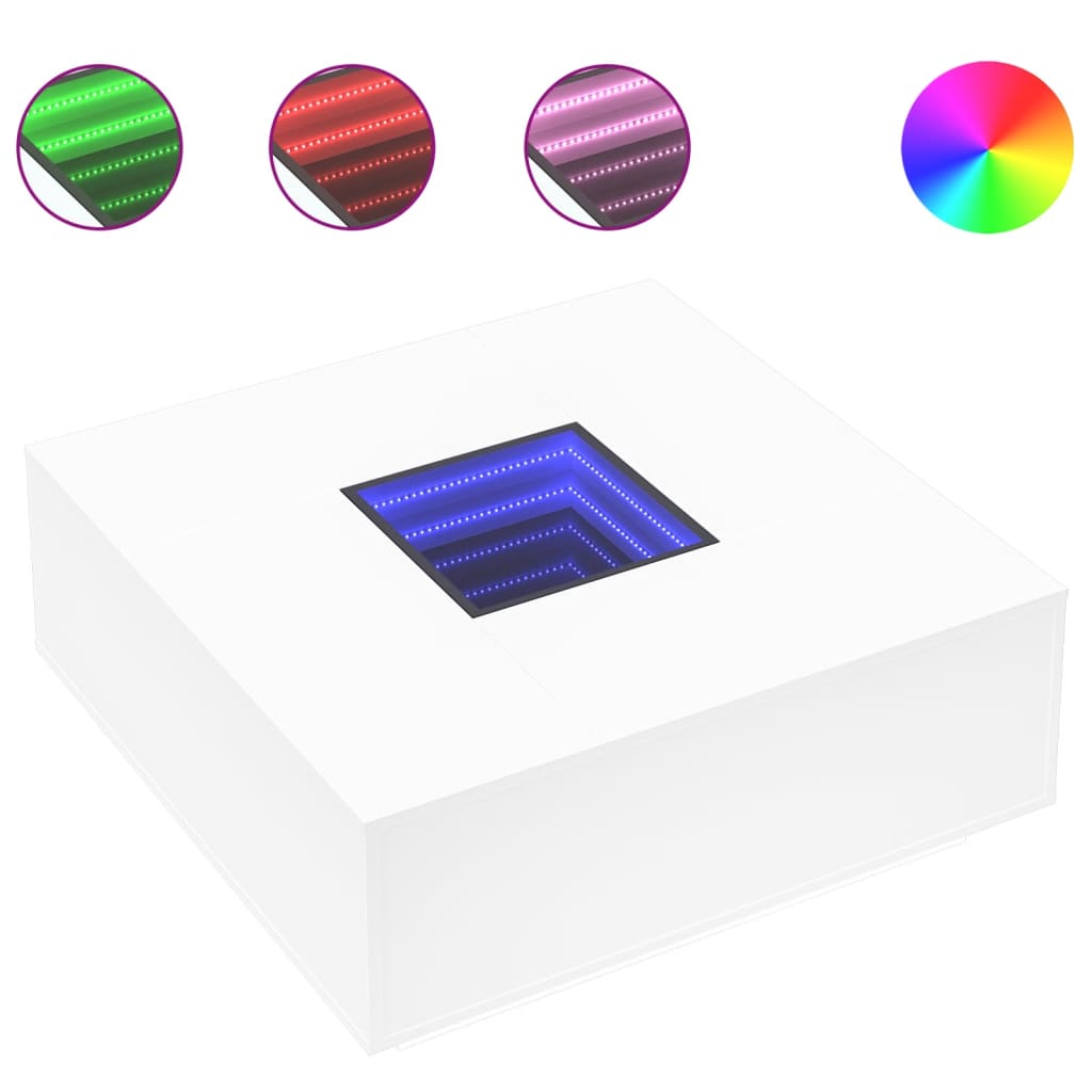 vidaXL Τραπεζάκι Σαλονιού Infinity LED Λευκό 100x100x40 εκ.