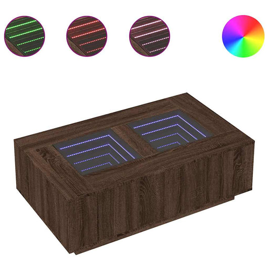 vidaXL Τραπεζάκι Σαλονιού Άπειρο Φως LED Καφέ Δρυς 116x69x40 εκ.