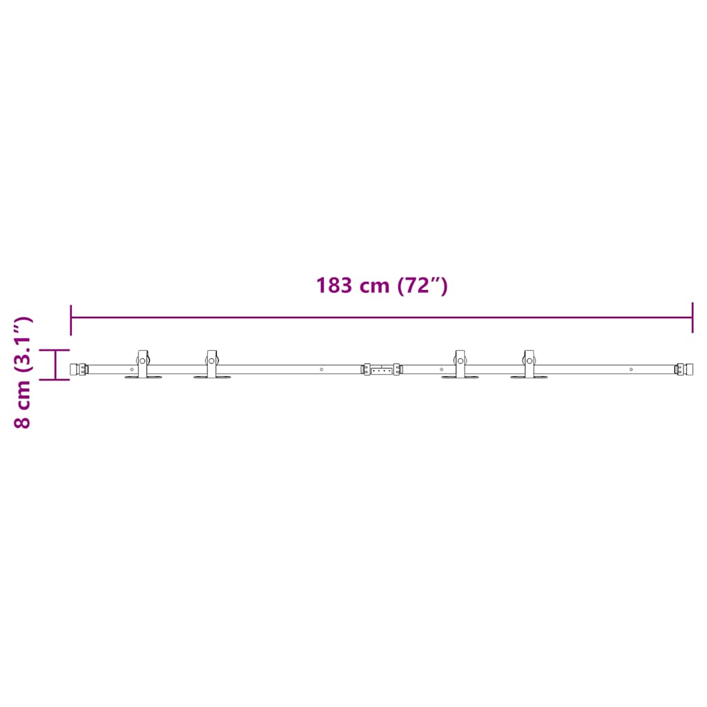 vidaXL Κιτ συρόμενης πόρτας γραφείου 183 cm από ανθρακούχο χάλυβα