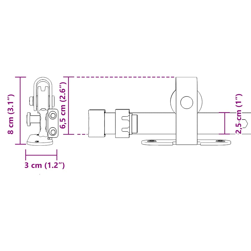 vidaXL Κιτ συρόμενης πόρτας γραφείου 183 cm από ανθρακούχο χάλυβα
