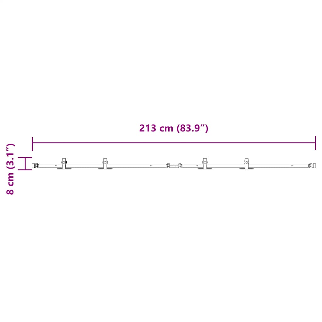 vidaXL Κιτ συρόμενης πόρτας γραφείου 213 cm από ανθρακούχο χάλυβα