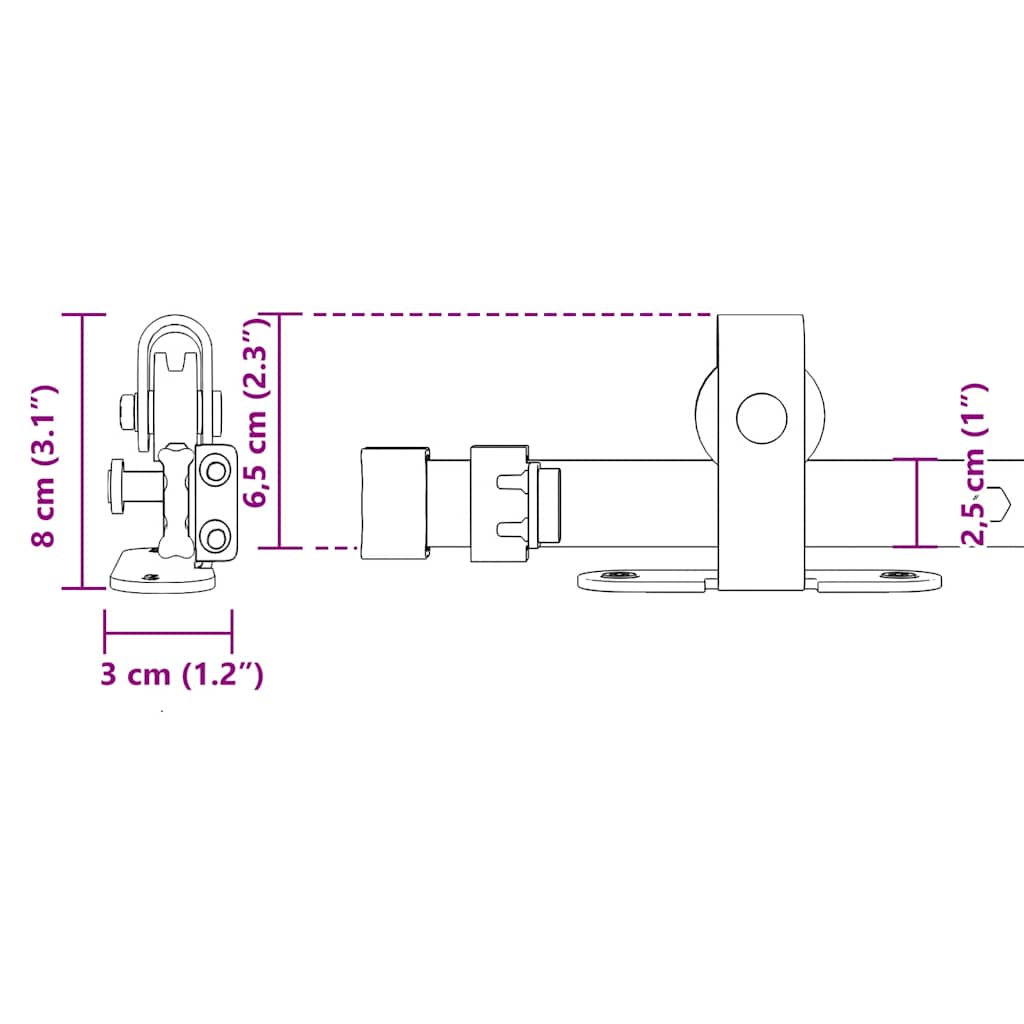 vidaXL Κιτ συρόμενης πόρτας γραφείου 244 cm από ανθρακούχο χάλυβα