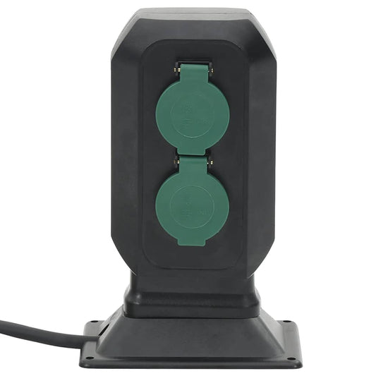 vidaXL Πρίζα Εξ. Χώρου 4 Εξόδων με Ακίδα Μαύρο/Πράσινο 15,5x11x24 εκ.