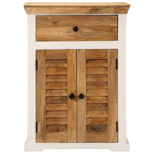 vidaXL Ντουλάπι Λευκό και Καφέ 55x30x73 εκ. Μασίφ Ακατεργ. Ξύλο Μάνγκο
