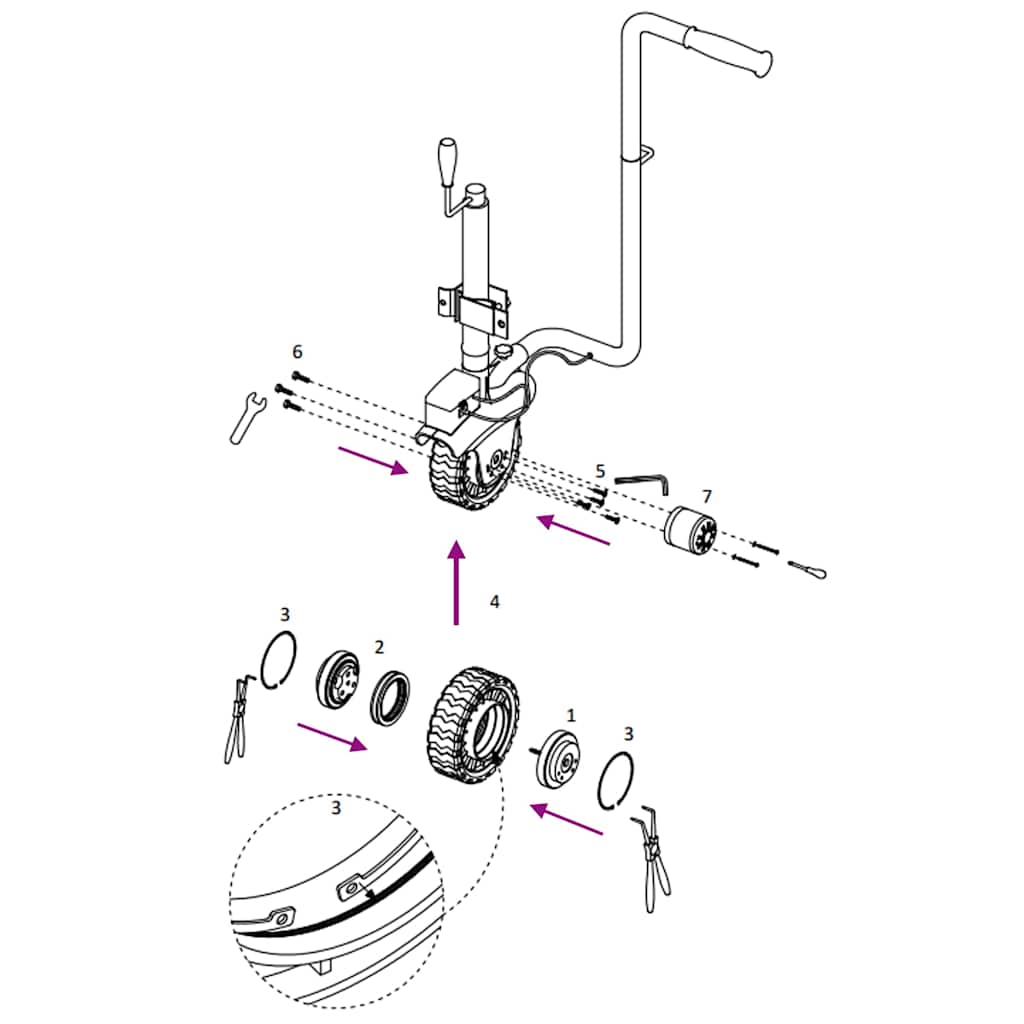 vidaXL Τροχός για Ποδαράκι Τρέιλερ Ø19,5x10εκ. από Αλουμίνιο/Καουτσούκ