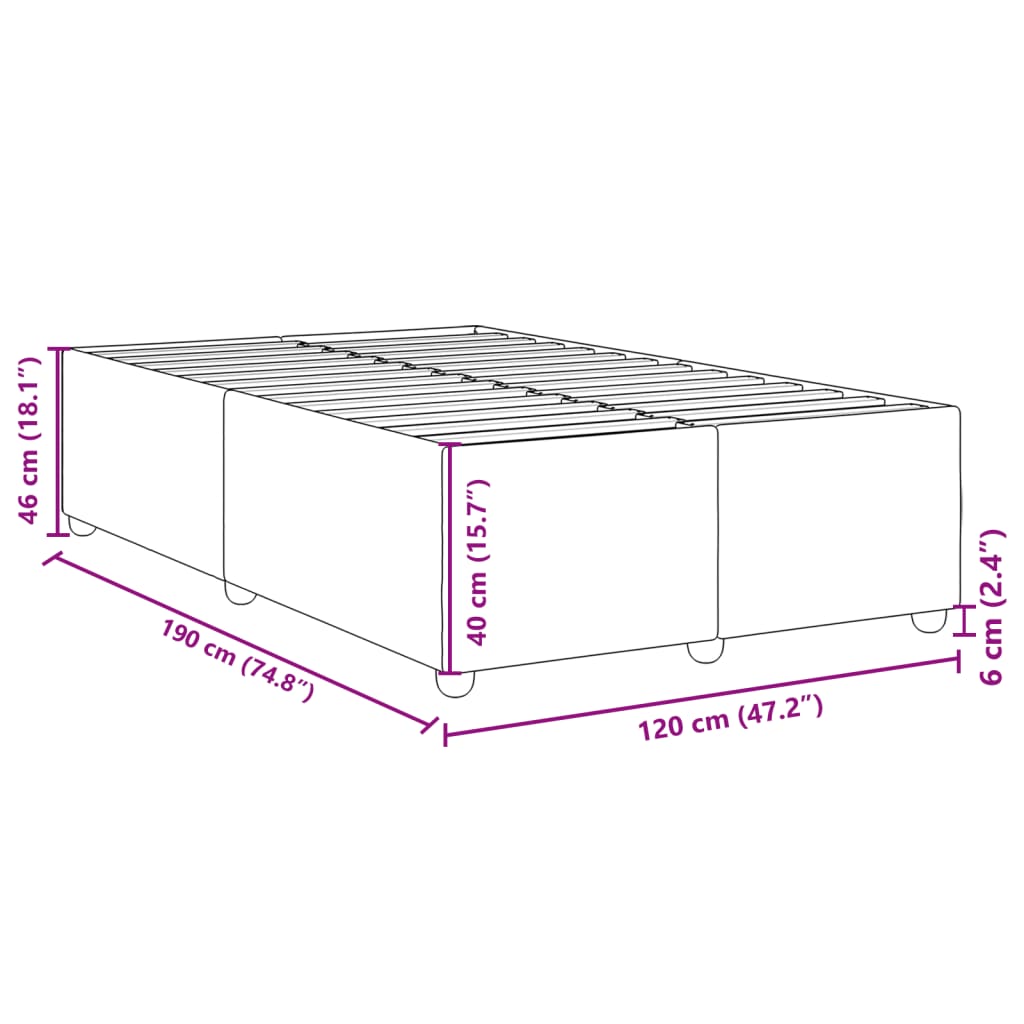 vidaXL Πλαίσιο Κρεβατιού χωρίς στρώμα Μαύρο 120x190 εκ. Υφασμάτινο