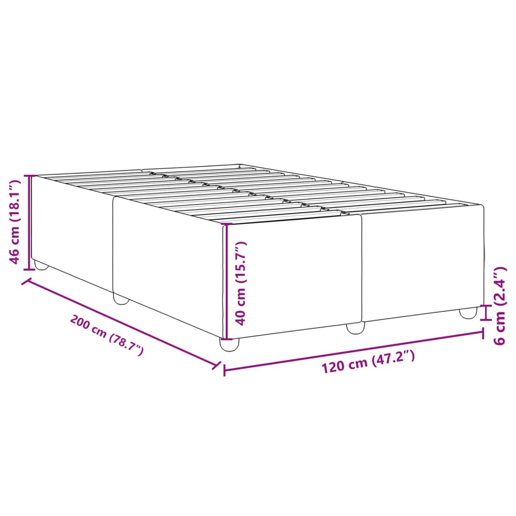 vidaXL Πλαίσιο κρεβατιού χωρίς στρώμα μπλε 120x200cm ύφασμα