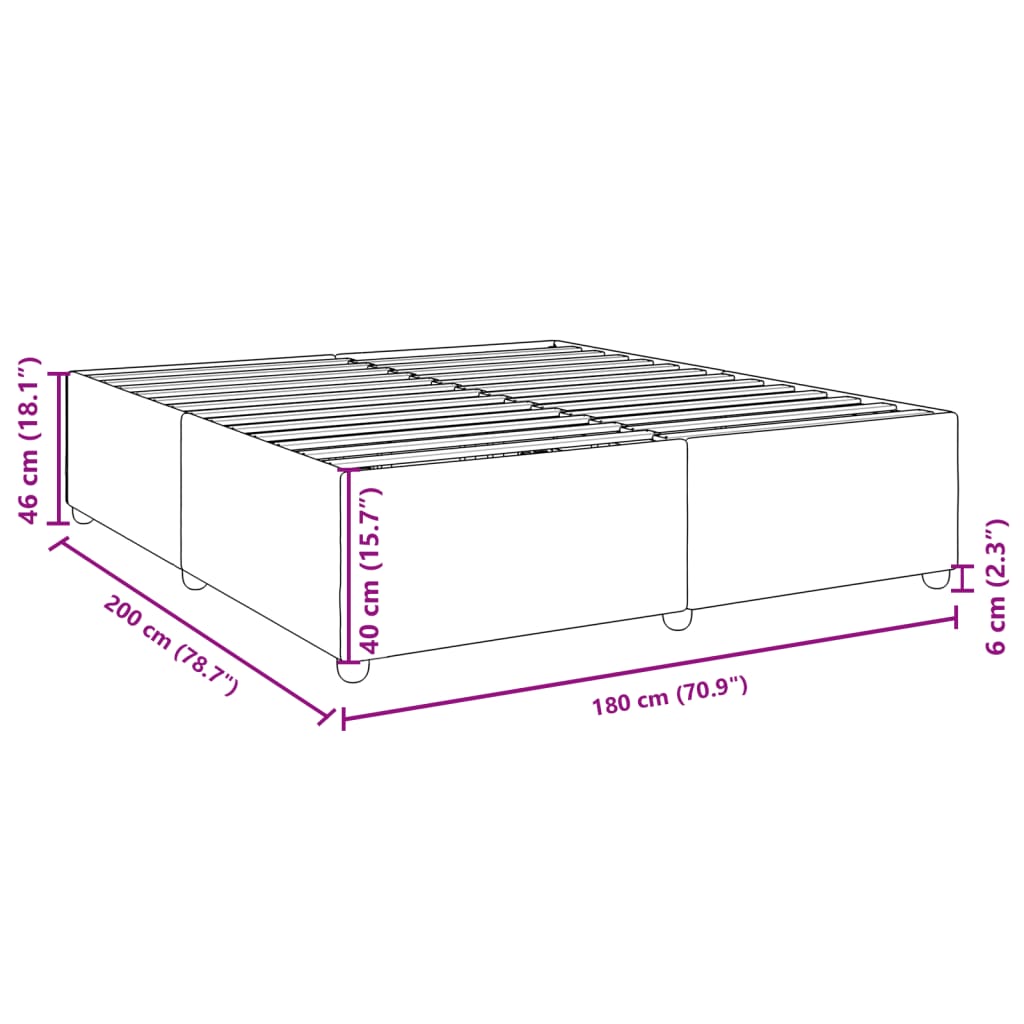 vidaXL Σκελετός Κρεβατιού Χωρίς Στρώμα Μαύρο 180x200 εκ. Υφασμάτινο