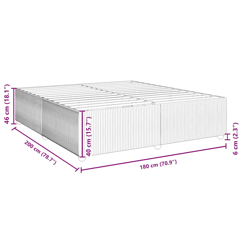 vidaXL Σκελετός Κρεβατιού Χωρίς Στρώμα Σκ. Γκρι 180x200 εκ. Βελούδινο