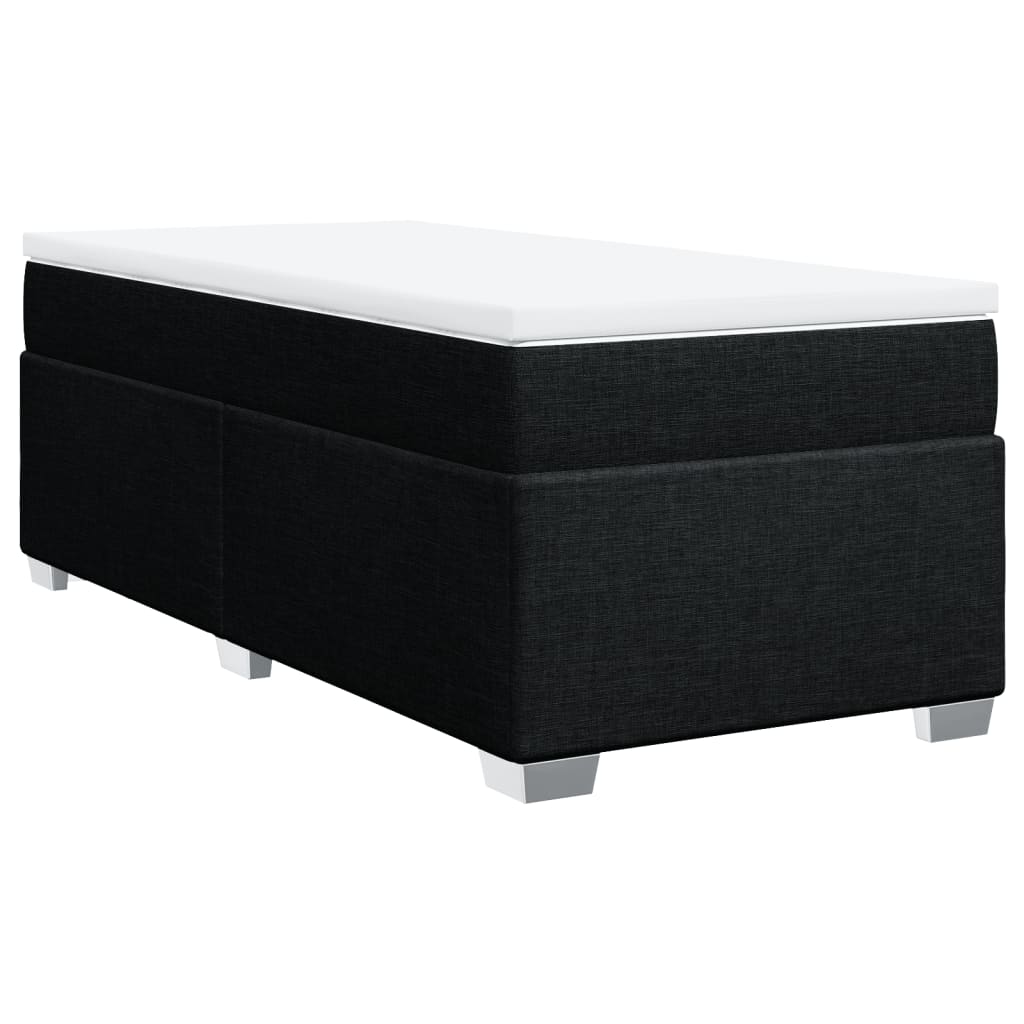 vidaXL Κρεβάτι Boxspring με Στρώμα Μαύρο 80 x 200 εκ. Υφασμάτινο