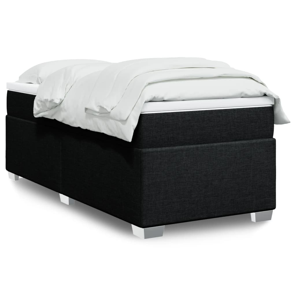 vidaXL Κρεβάτι Boxspring με Στρώμα Μαύρο 80 x 200 εκ. Υφασμάτινο
