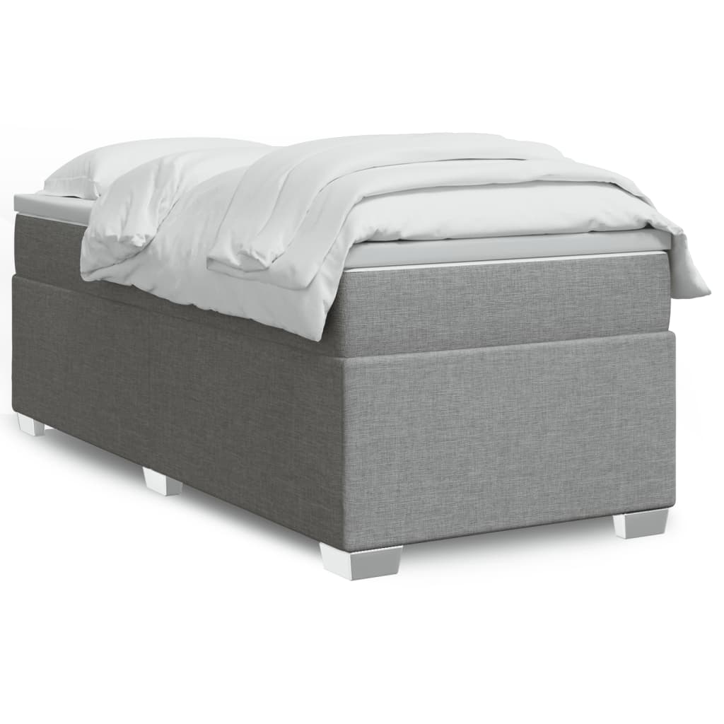 vidaXL Κρεβάτι Boxspring με Στρώμα Ανοιχτό Γκρι 90x190 εκ. Υφασμάτινο