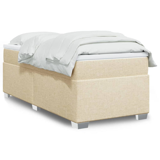 vidaXL Κρεβάτι Boxspring με Στρώμα Κρεμ 90x190 εκ.Υφασμάτινο