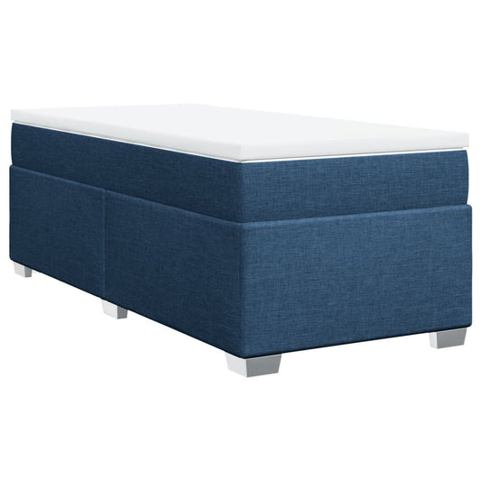 vidaXL Κρεβάτι Boxspring με Στρώμα Μπλε 90x190 εκ.Υφασμάτινο