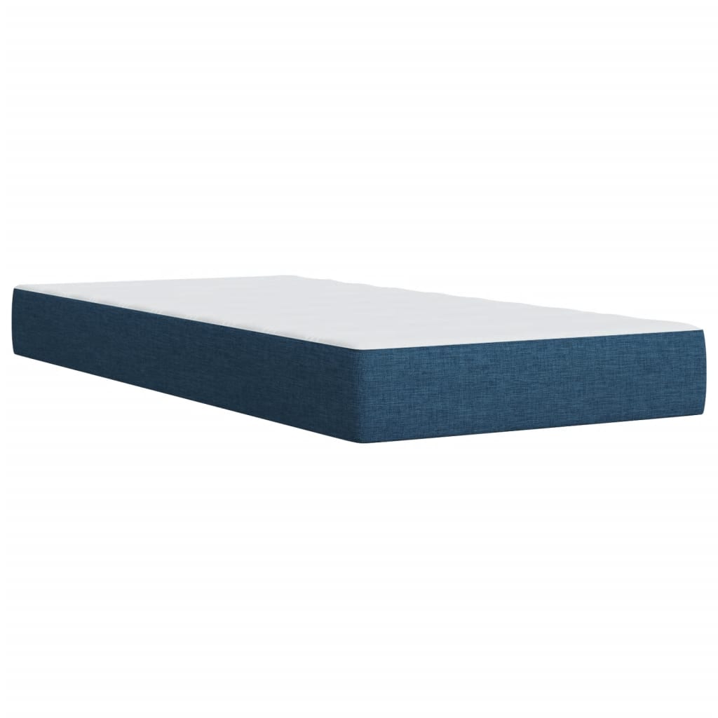vidaXL Κρεβάτι Boxspring με Στρώμα Μπλε 90x190 εκ.Υφασμάτινο