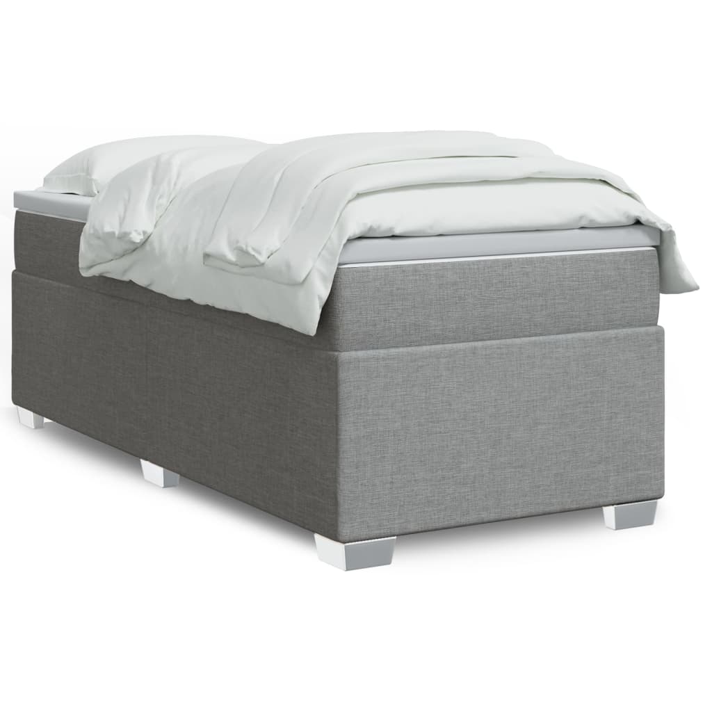 vidaXL Κρεβάτι Boxspring με Στρώμα Ανοιχτό Γκρι 90x200 εκ. Υφασμάτινο