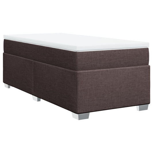 vidaXL Κρεβάτι Boxspring με Στρώμα Σκούρο Καφέ 90x200 εκ. Υφασμάτινο
