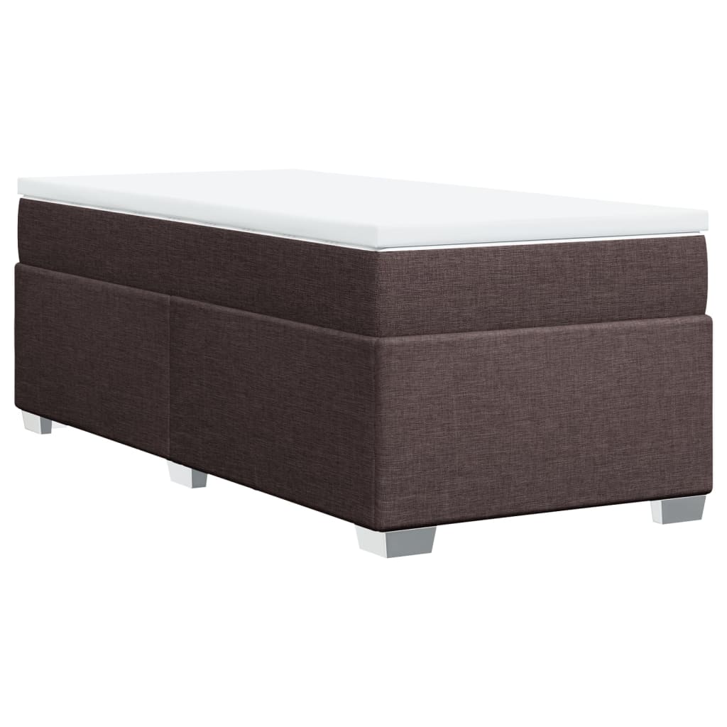 vidaXL Κρεβάτι Boxspring με Στρώμα Σκούρο Καφέ 90x200 εκ. Υφασμάτινο