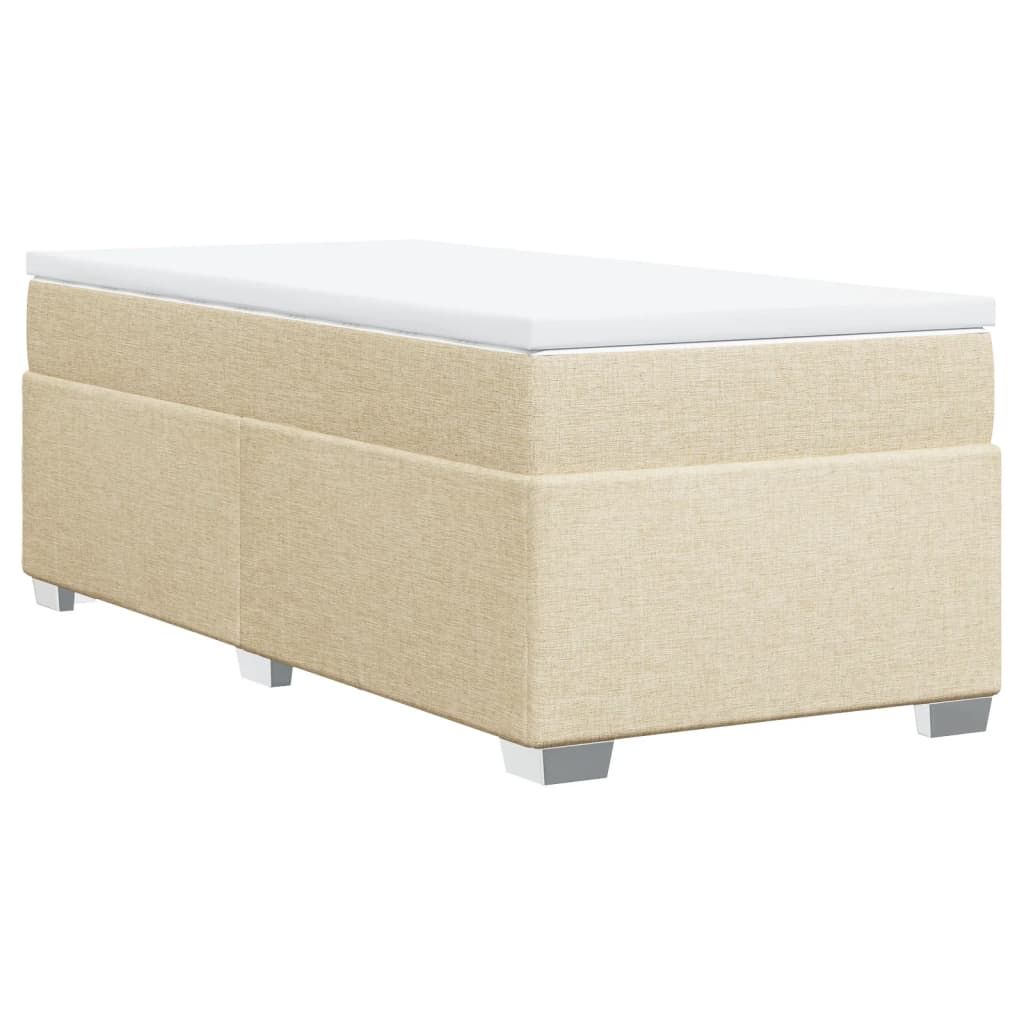 vidaXL Κρεβάτι Boxspring με Στρώμα Κρεμ 90x200 εκ.Υφασμάτινο
