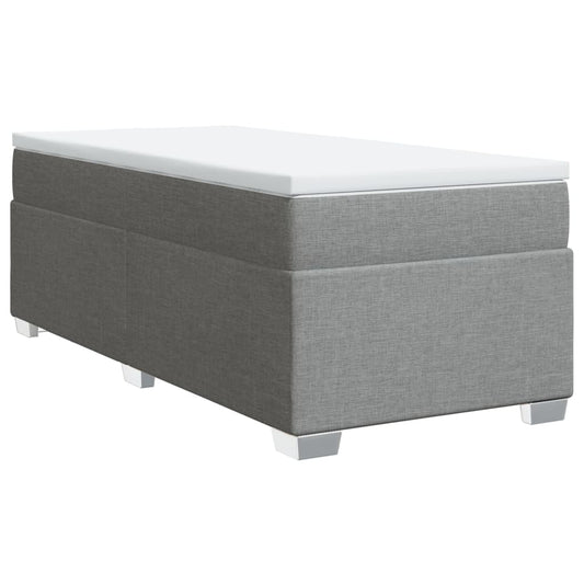 vidaXL Κρεβάτι Boxspring με Στρώμα Ανοιχτό Γκρι 100x200 εκ. Υφασμάτινο