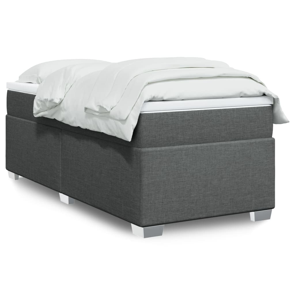 vidaXL Κρεβάτι Boxspring με Στρώμα Σκούρο Γκρι 100x200 εκ. Υφασμάτινο