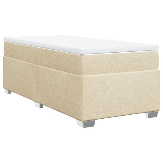 vidaXL Κρεβάτι Boxspring με Στρώμα Κρεμ 100 x 200 εκ. Υφασμάτινο