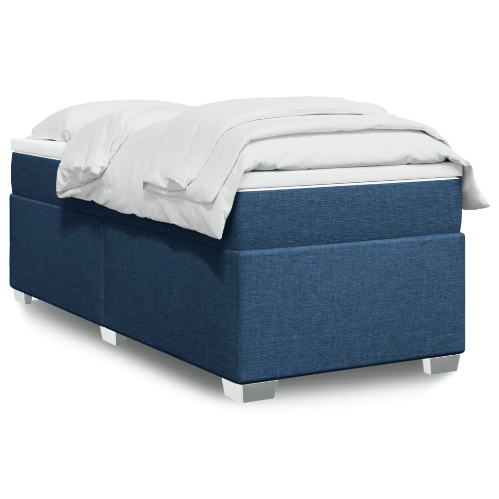 vidaXL Κρεβάτι Boxspring με Στρώμα Μπλε 100 x 200 εκ. Υφασμάτινο