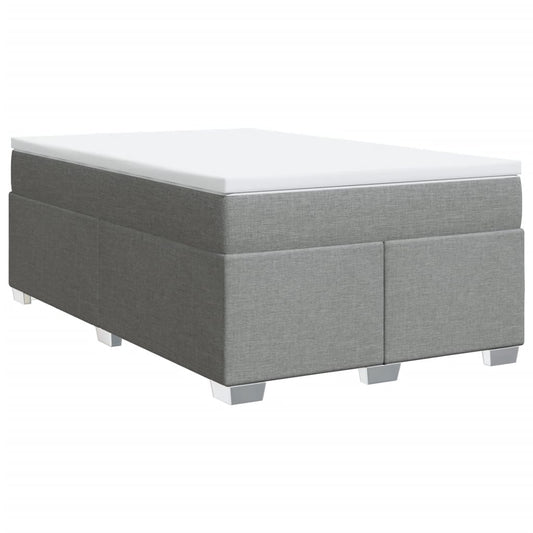 vidaXL Κρεβάτι Boxspring με Στρώμα Ανοιχτό Γκρι 120x200 εκ. Υφασμάτινο