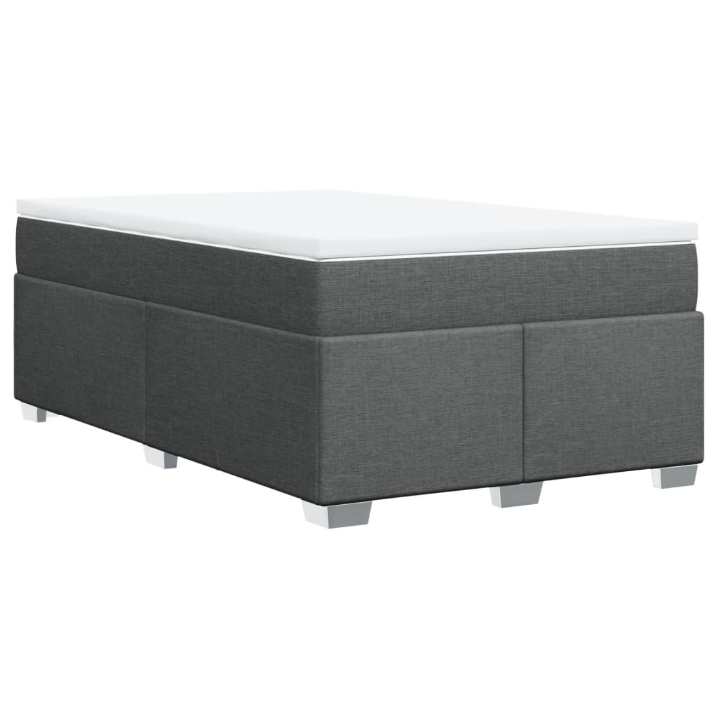 vidaXL Κρεβάτι Boxspring με Στρώμα Σκούρο Γκρι 120x200 εκ. Υφασμάτινο