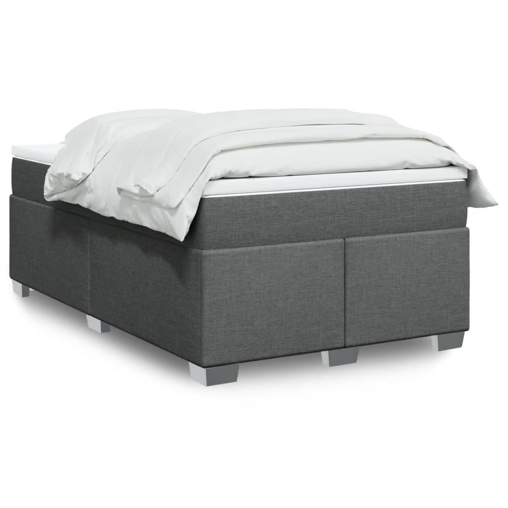vidaXL Κρεβάτι Boxspring με Στρώμα Σκούρο Γκρι 120x200 εκ. Υφασμάτινο
