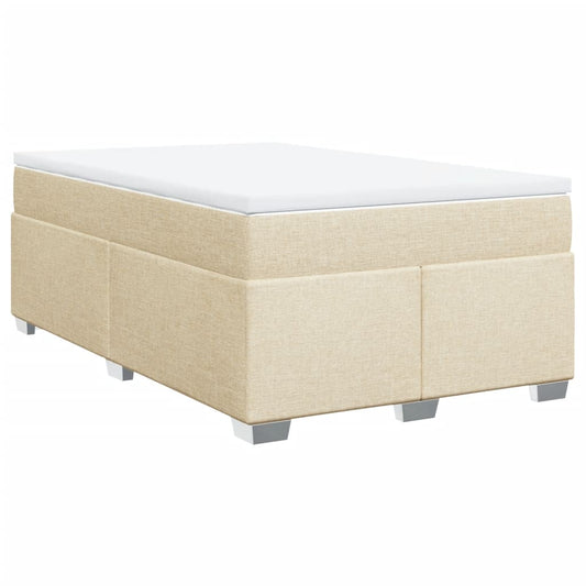 vidaXL Κρεβάτι Boxspring με Στρώμα Κρεμ 120x200 εκ. Υφασμάτινο