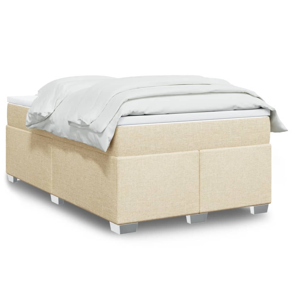 vidaXL Κρεβάτι Boxspring με Στρώμα Κρεμ 120x200 εκ. Υφασμάτινο