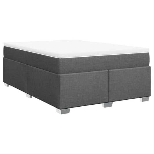 vidaXL Κρεβάτι Boxspring με Στρώμα Σκούρο Γκρι 140x190 εκ. Υφασμάτινο