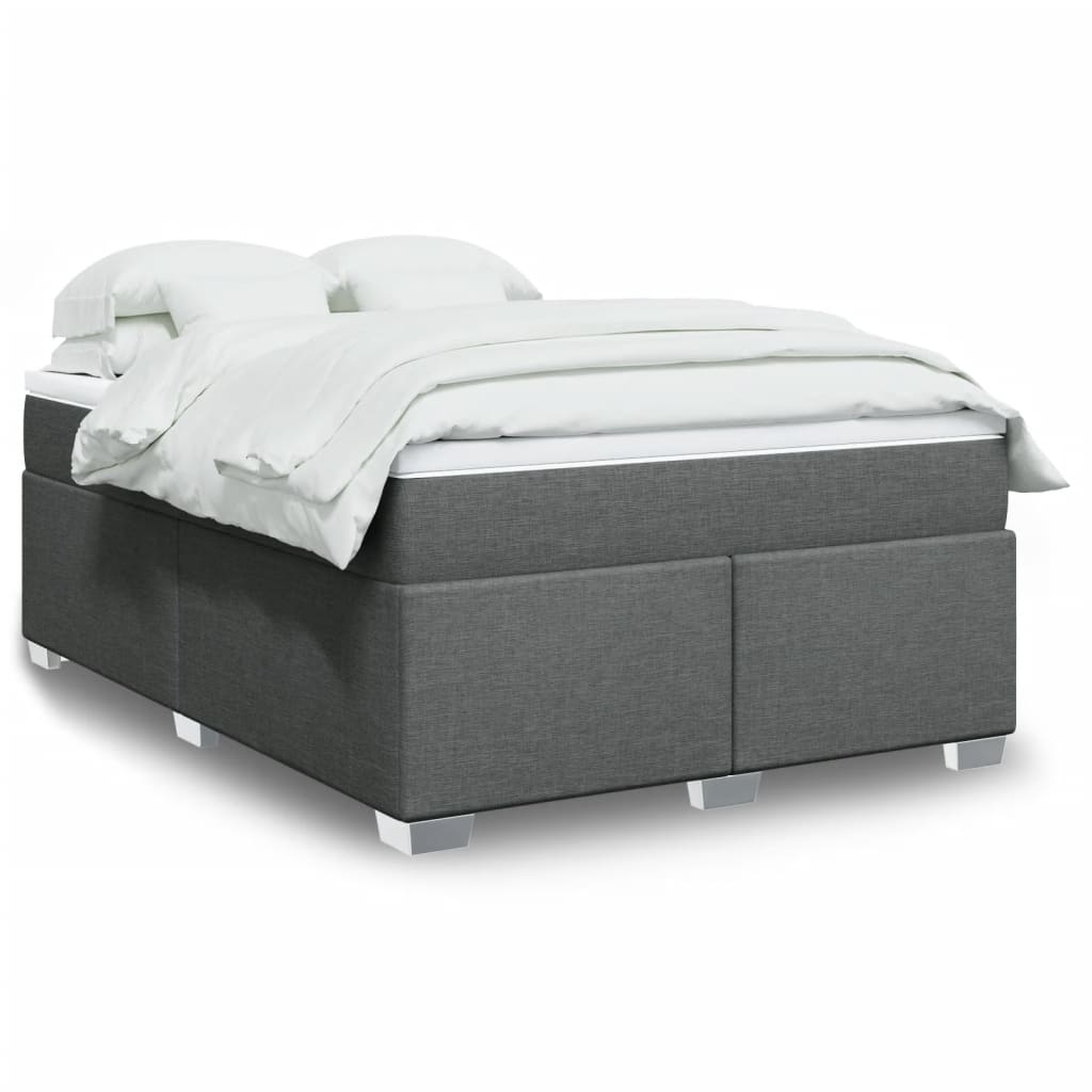 vidaXL Κρεβάτι Boxspring με Στρώμα Σκούρο Γκρι 140x190 εκ. Υφασμάτινο