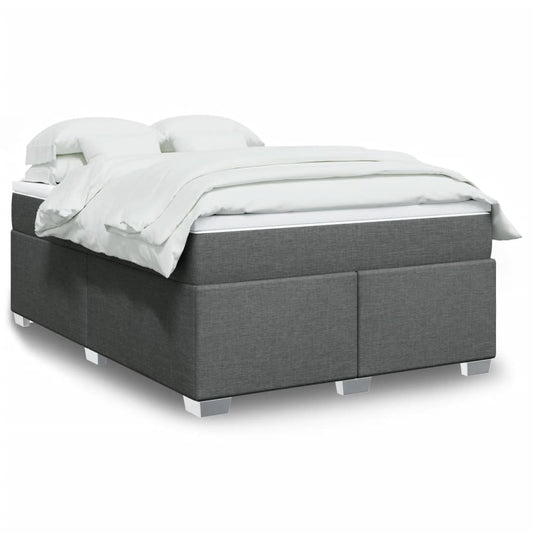 vidaXL Κρεβάτι Boxspring με Στρώμα Σκούρο Γκρι 140x190 εκ. Υφασμάτινο