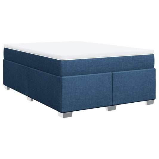 vidaXL Κρεβάτι Boxspring με Στρώμα Μπλε 140x190 εκ. Υφασμάτινο