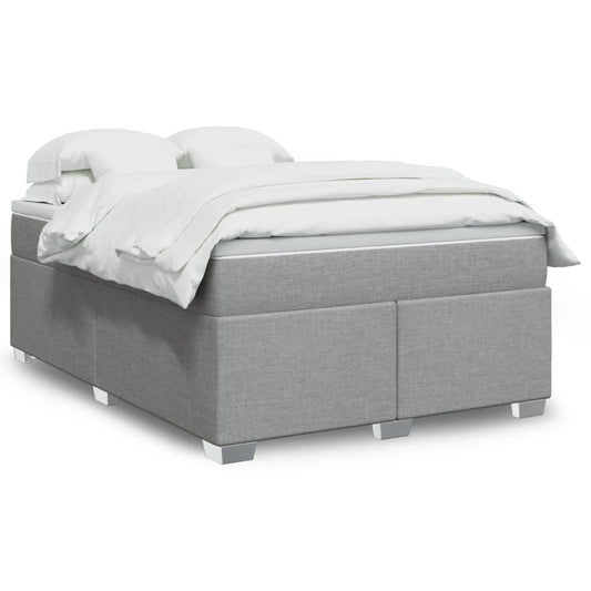 vidaXL Κρεβάτι Boxspring με Στρώμα Ανοιχτό Γκρι 140x200 εκ. Υφασμάτινο