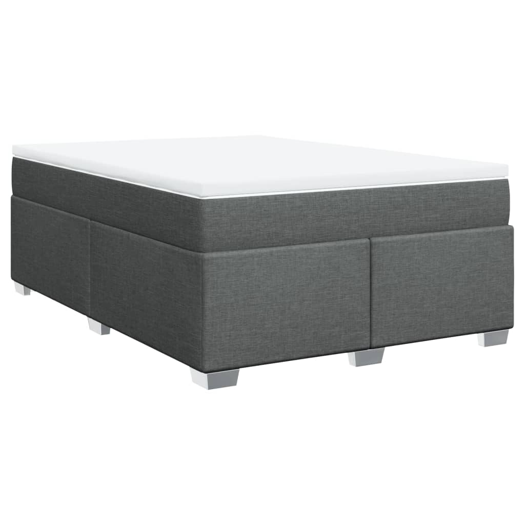 vidaXL Κρεβάτι Boxspring με Στρώμα Σκούρο Γκρι 140x200 εκ Υφασμάτινο