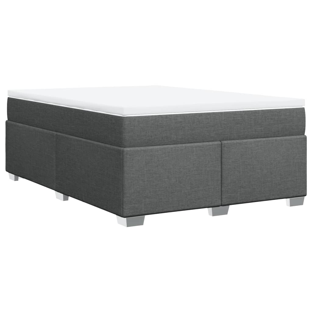 vidaXL Κρεβάτι Boxspring με Στρώμα Σκούρο Γκρι 140x200 εκ Υφασμάτινο