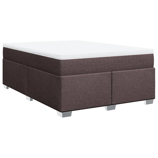 vidaXL Κρεβάτι Boxspring με Στρώμα Σκούρο Καφέ 140x200 εκ Υφασμάτινο