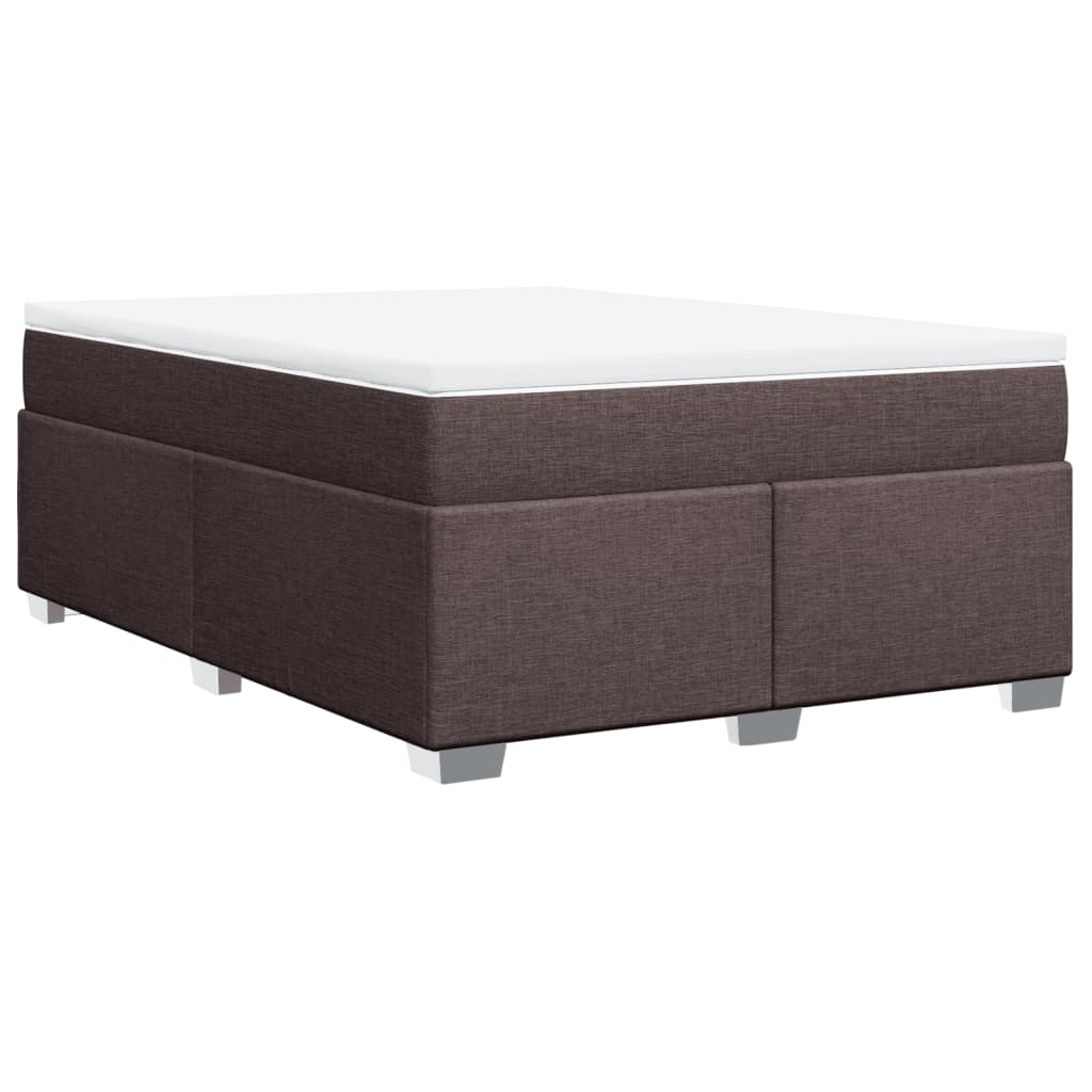 vidaXL Κρεβάτι Boxspring με Στρώμα Σκούρο Καφέ 140x200 εκ Υφασμάτινο