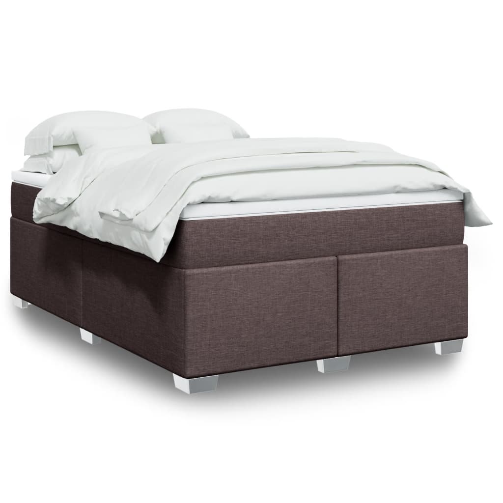 vidaXL Κρεβάτι Boxspring με Στρώμα Σκούρο Καφέ 140x200 εκ Υφασμάτινο