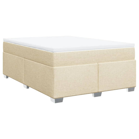 vidaXL Κρεβάτι Boxspring με Στρώμα Κρεμ 140x200 εκ. Υφασμάτινο