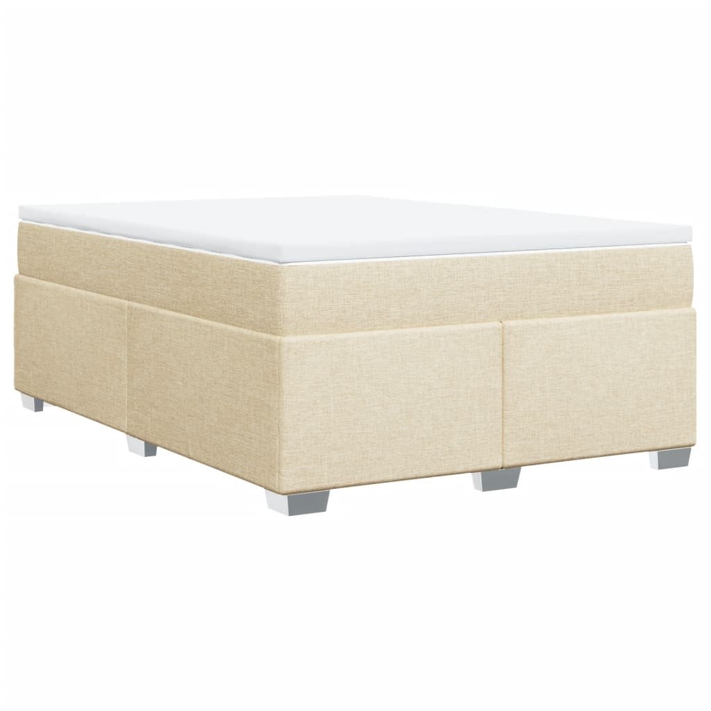 vidaXL Κρεβάτι Boxspring με Στρώμα Κρεμ 140x200 εκ. Υφασμάτινο