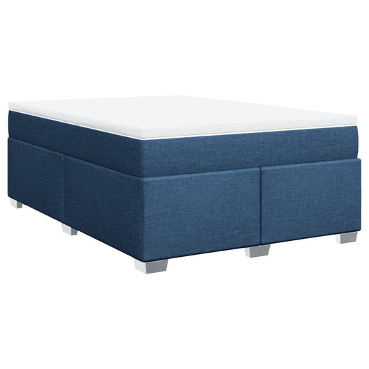 vidaXL Κρεβάτι Boxspring με Στρώμα Μπλε 140x200 εκ. Υφασμάτινο